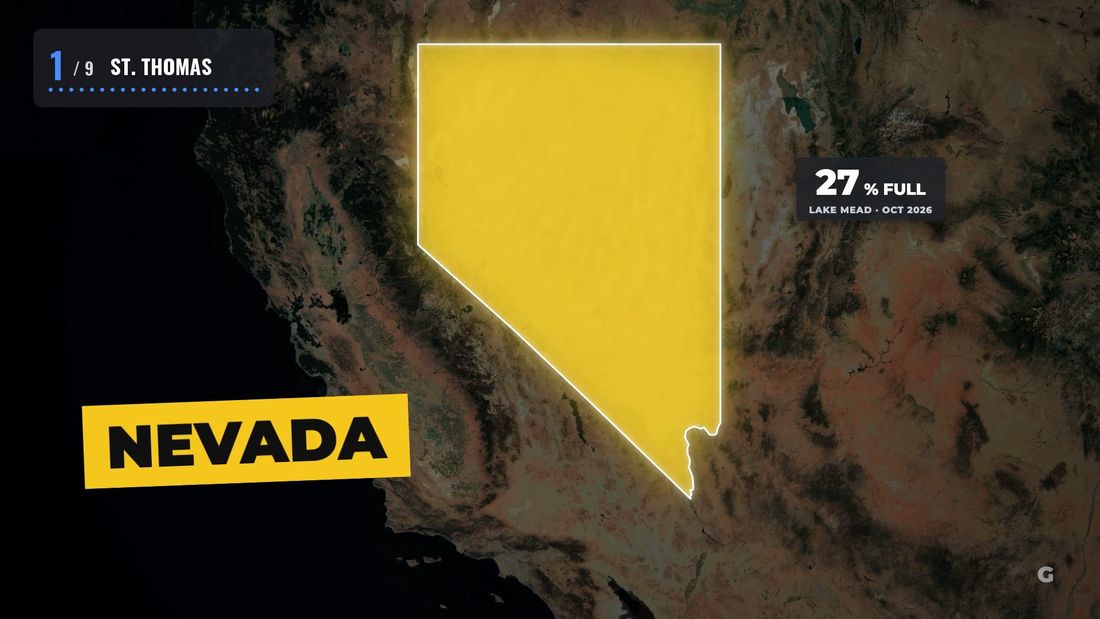 Nevada lit up in yellow on a satellite map